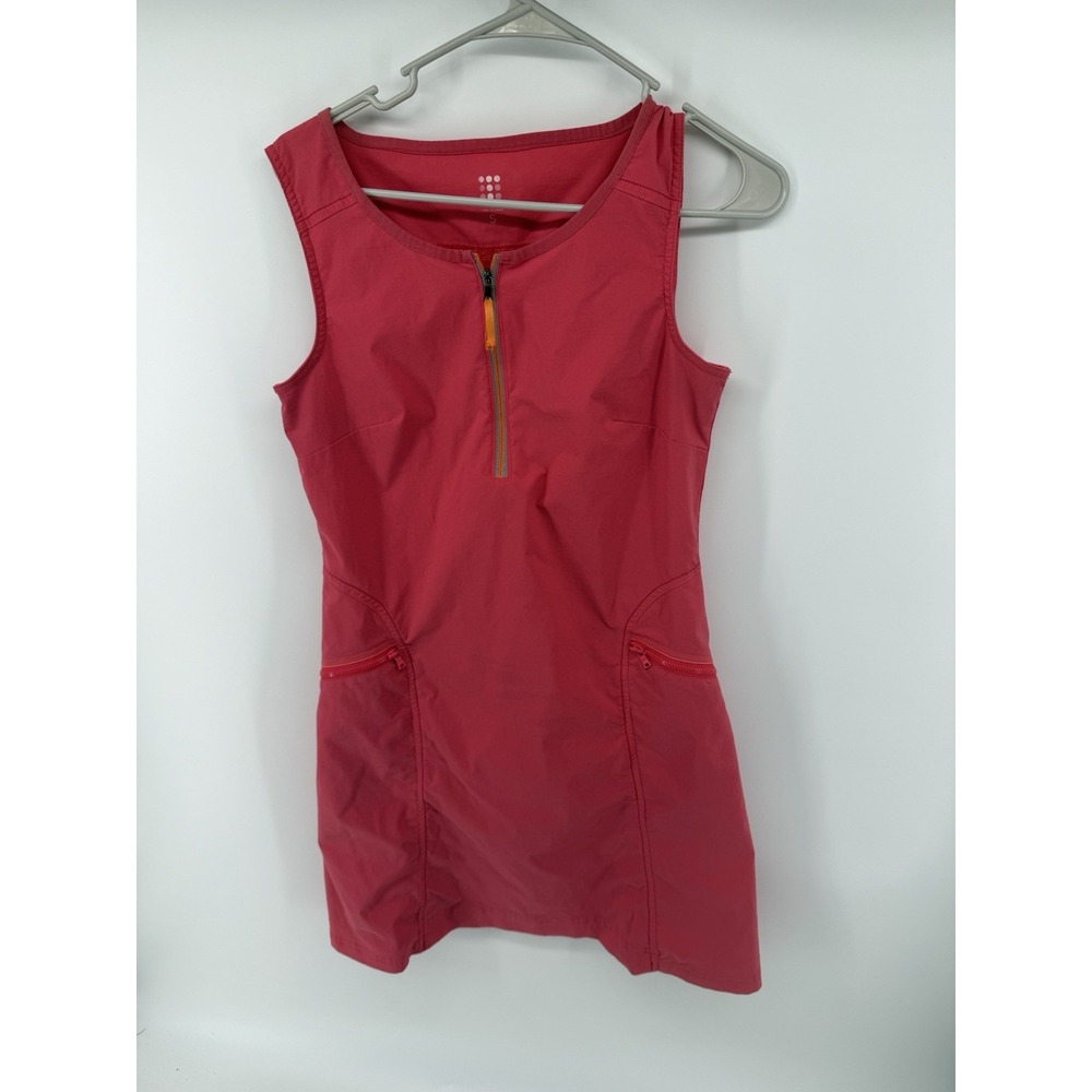 Title Nine Coral Pink Sleeveless Side Pockets 1/4 Zip Round Neck Dress Small
